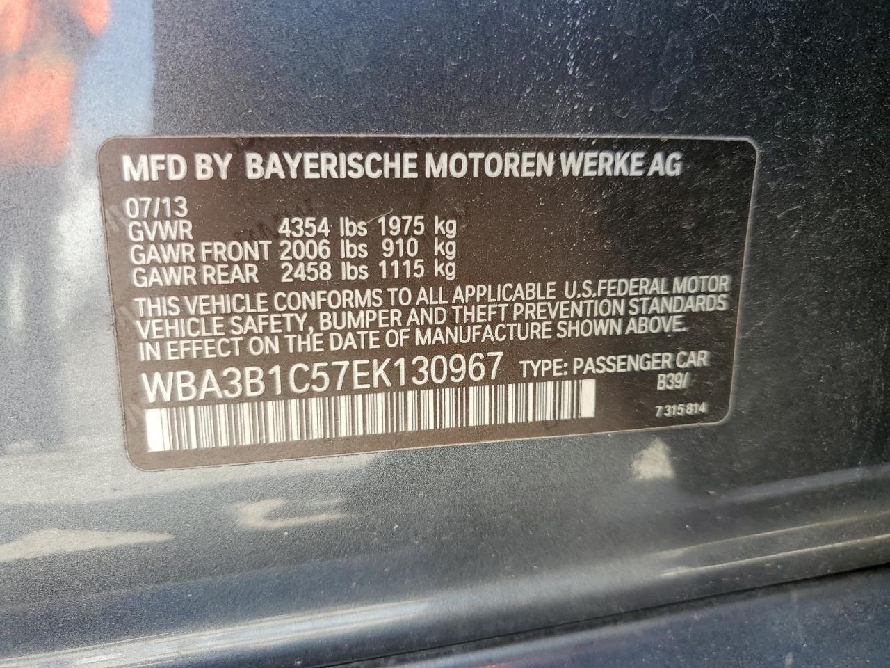 Photo 11 VIN: WBA3B1C57EK130967 - BMW 3ER 