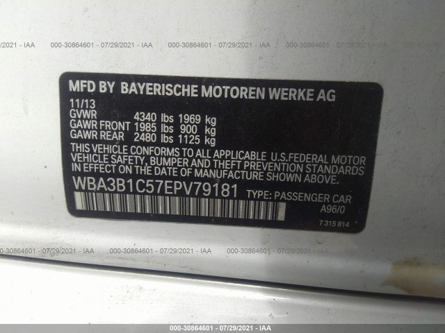 Photo 8 VIN: WBA3B1C57EPV79181 - BMW 3 