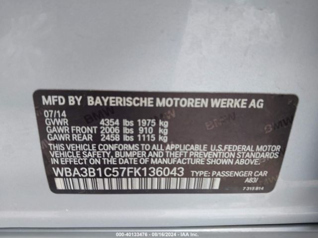 Photo 8 VIN: WBA3B1C57FK136043 - BMW 320I 