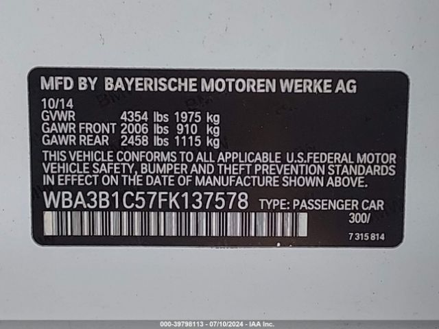 Photo 8 VIN: WBA3B1C57FK137578 - BMW 320I 