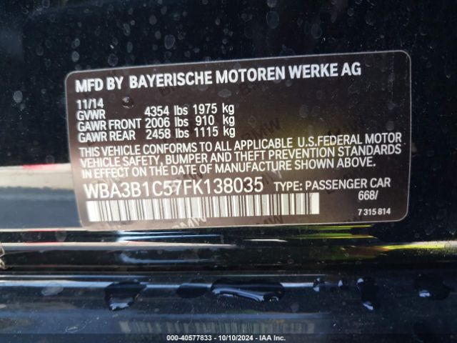 Photo 8 VIN: WBA3B1C57FK138035 - BMW 320I 