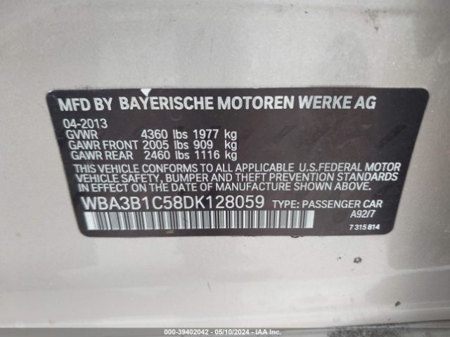 Photo 8 VIN: WBA3B1C58DK128059 - BMW 320I 