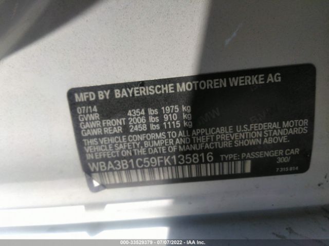 Photo 8 VIN: WBA3B1C59FK135816 - BMW 3 SERIES 