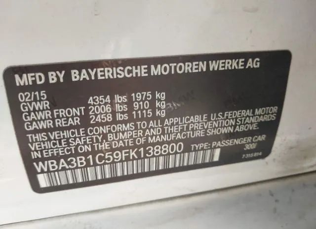 Photo 8 VIN: WBA3B1C59FK138800 - BMW 320I 