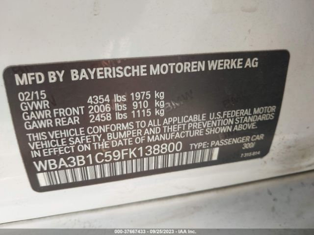 Photo 8 VIN: WBA3B1C59FK138800 - BMW 320I 