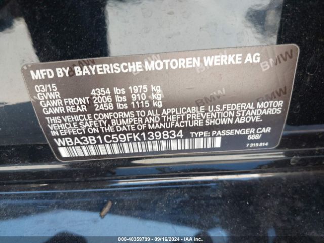 Photo 8 VIN: WBA3B1C59FK139834 - BMW 320I 