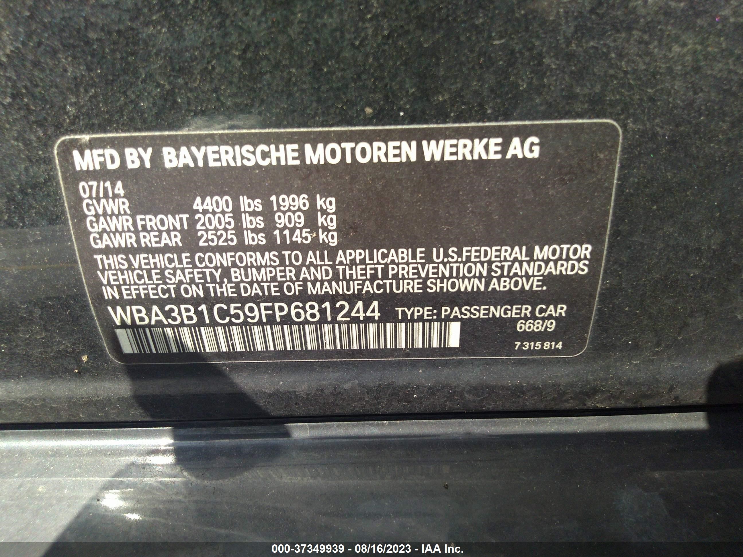 Photo 8 VIN: WBA3B1C59FP681244 - BMW 320I 