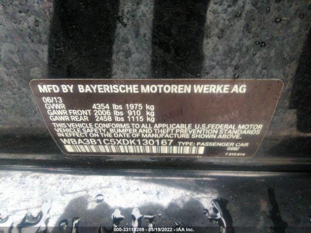 Photo 8 VIN: WBA3B1C5XDK130167 - BMW 3 SERIES 