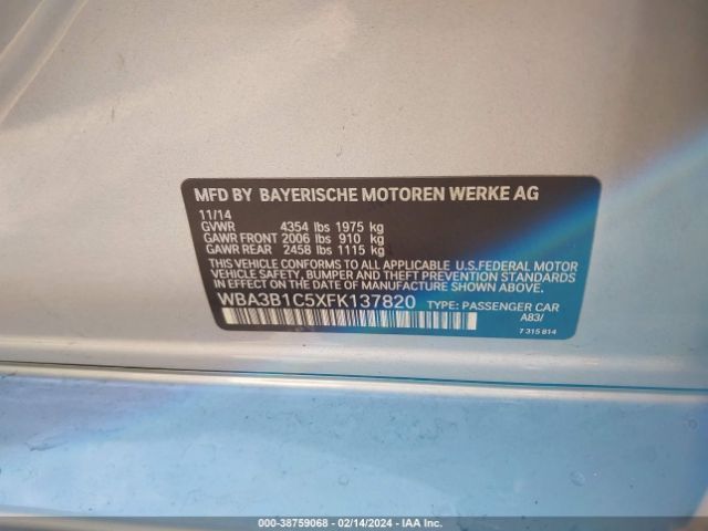 Photo 8 VIN: WBA3B1C5XFK137820 - BMW 320I 