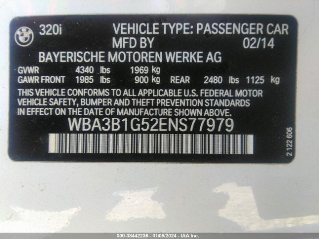 Photo 8 VIN: WBA3B1G52ENS77979 - BMW 320I 