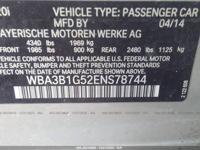 Photo 8 VIN: WBA3B1G52ENS78744 - BMW 3 