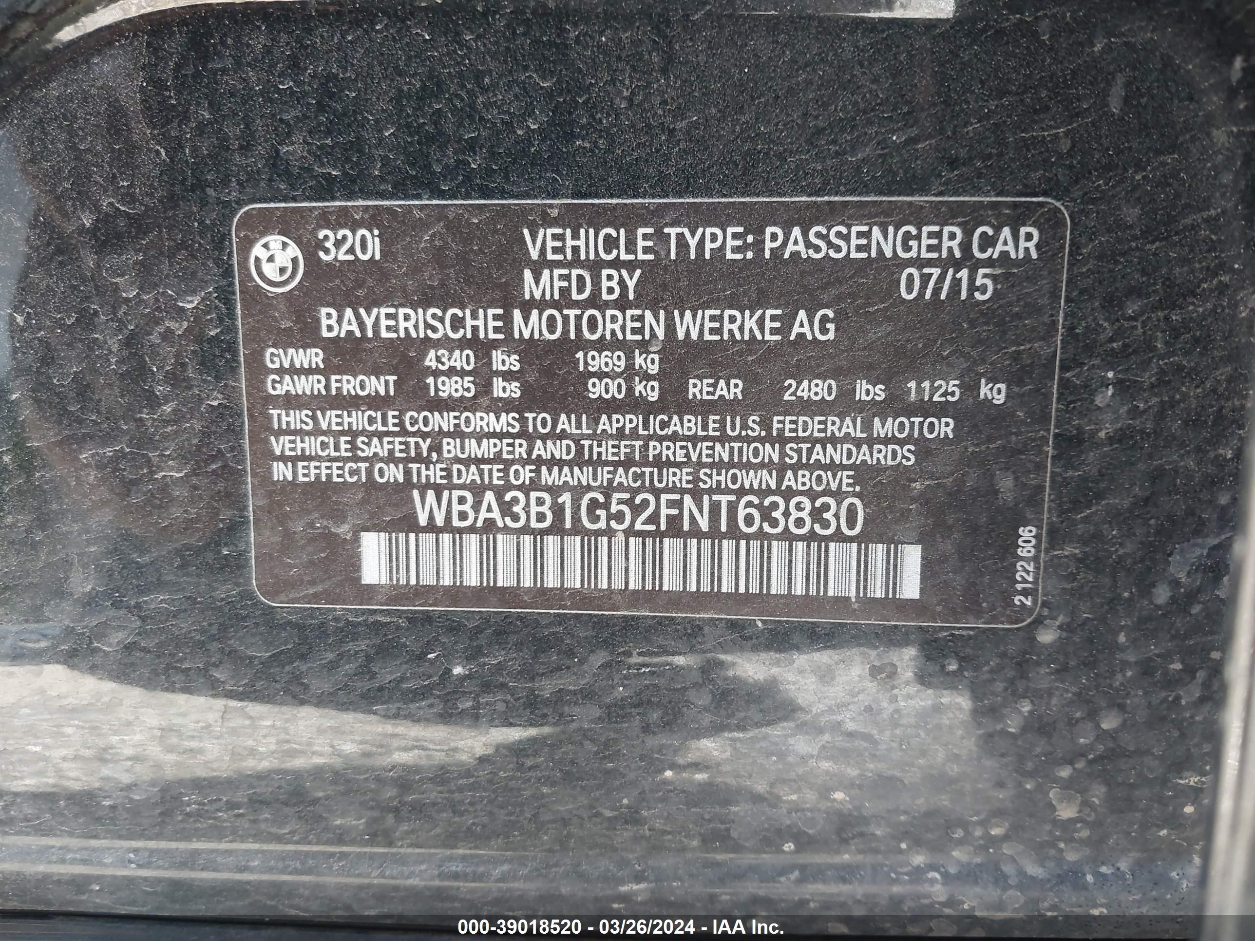 Photo 8 VIN: WBA3B1G52FNT63830 - BMW 3ER 