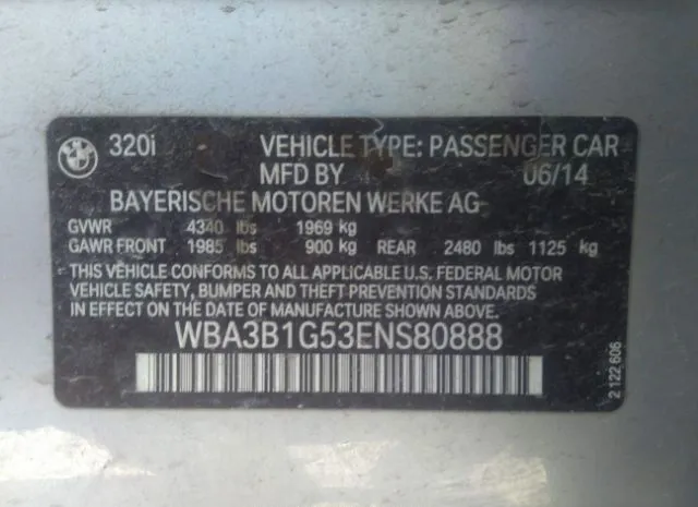 Photo 8 VIN: WBA3B1G53ENS80888 - BMW 3 SERIES 