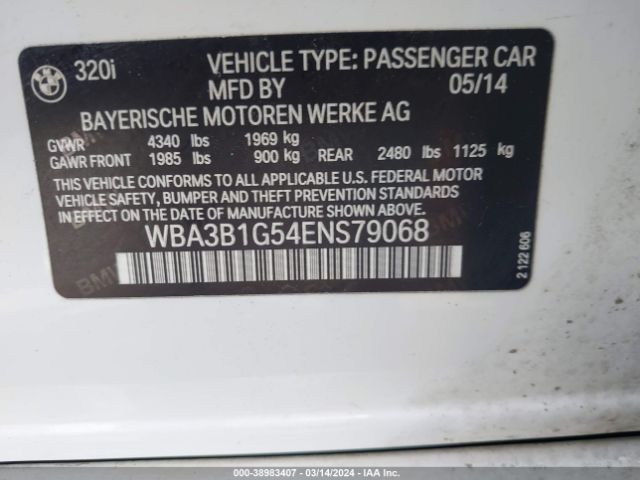 Photo 8 VIN: WBA3B1G54ENS79068 - BMW 320I 