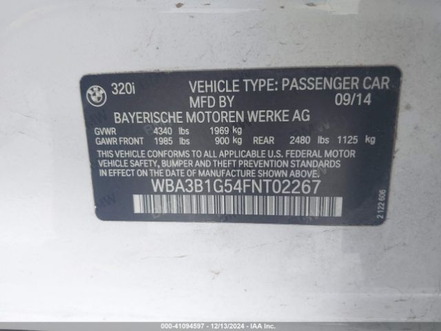 Photo 8 VIN: WBA3B1G54FNT02267 - BMW 320I 