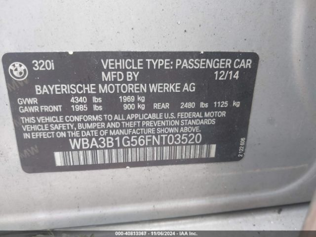 Photo 8 VIN: WBA3B1G56FNT03520 - BMW 320I 