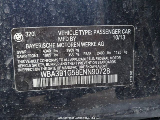 Photo 8 VIN: WBA3B1G58ENN90728 - BMW 320I 