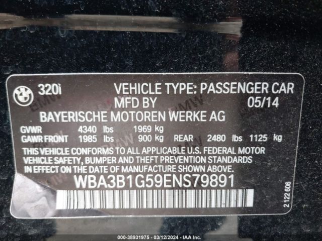 Photo 8 VIN: WBA3B1G59ENS79891 - BMW 320I 