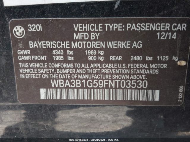 Photo 8 VIN: WBA3B1G59FNT03530 - BMW 320I 