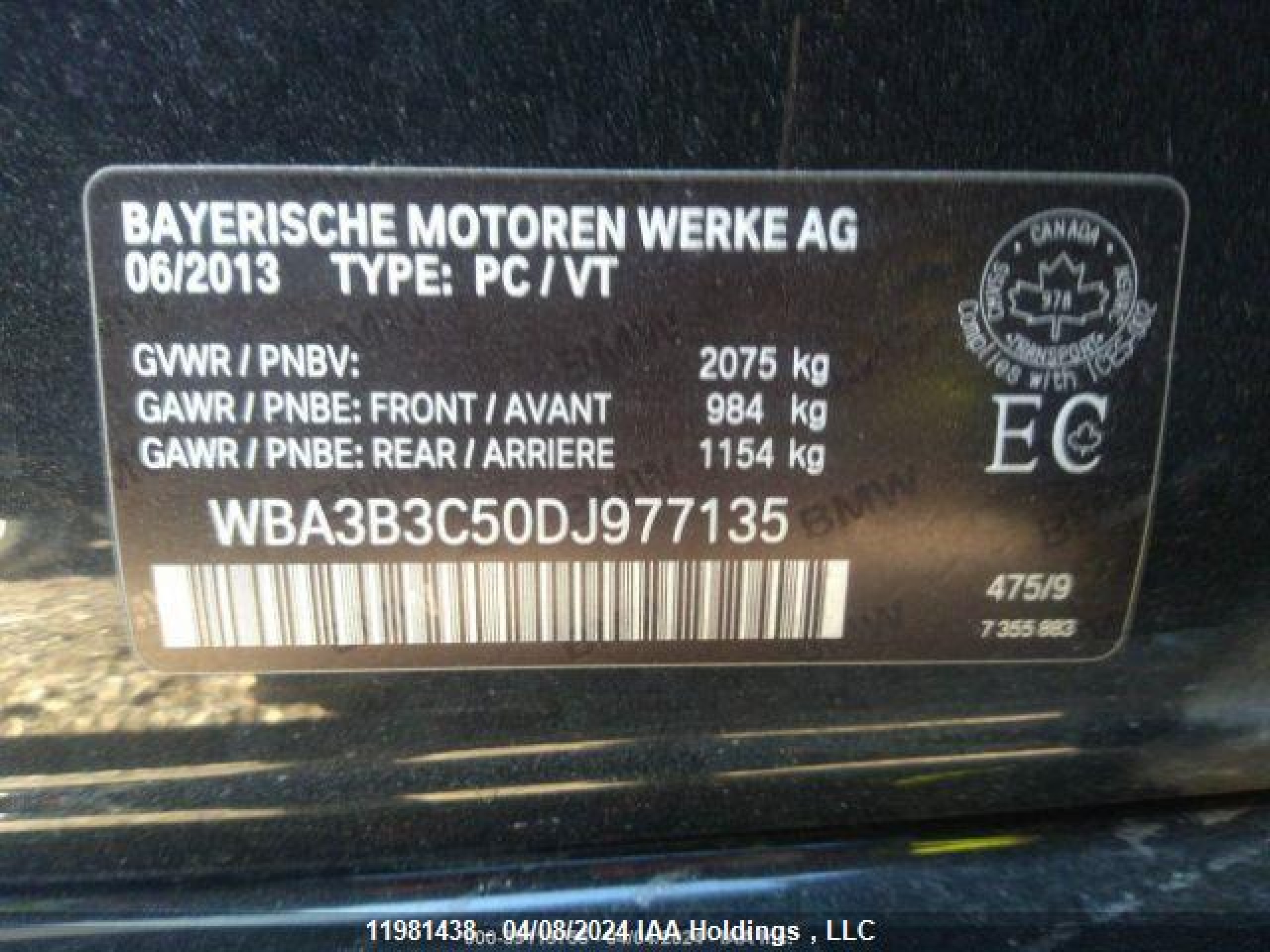 Photo 10 VIN: WBA3B3C50DJ977135 - BMW 3ER 