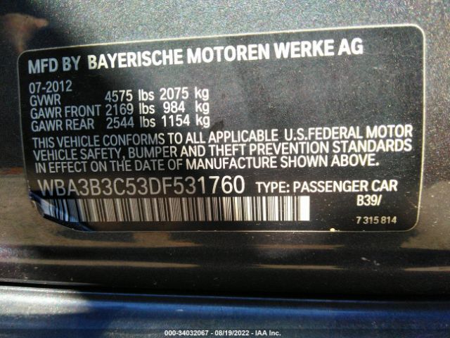 Photo 8 VIN: WBA3B3C53DF531760 - BMW 3 SERIES 