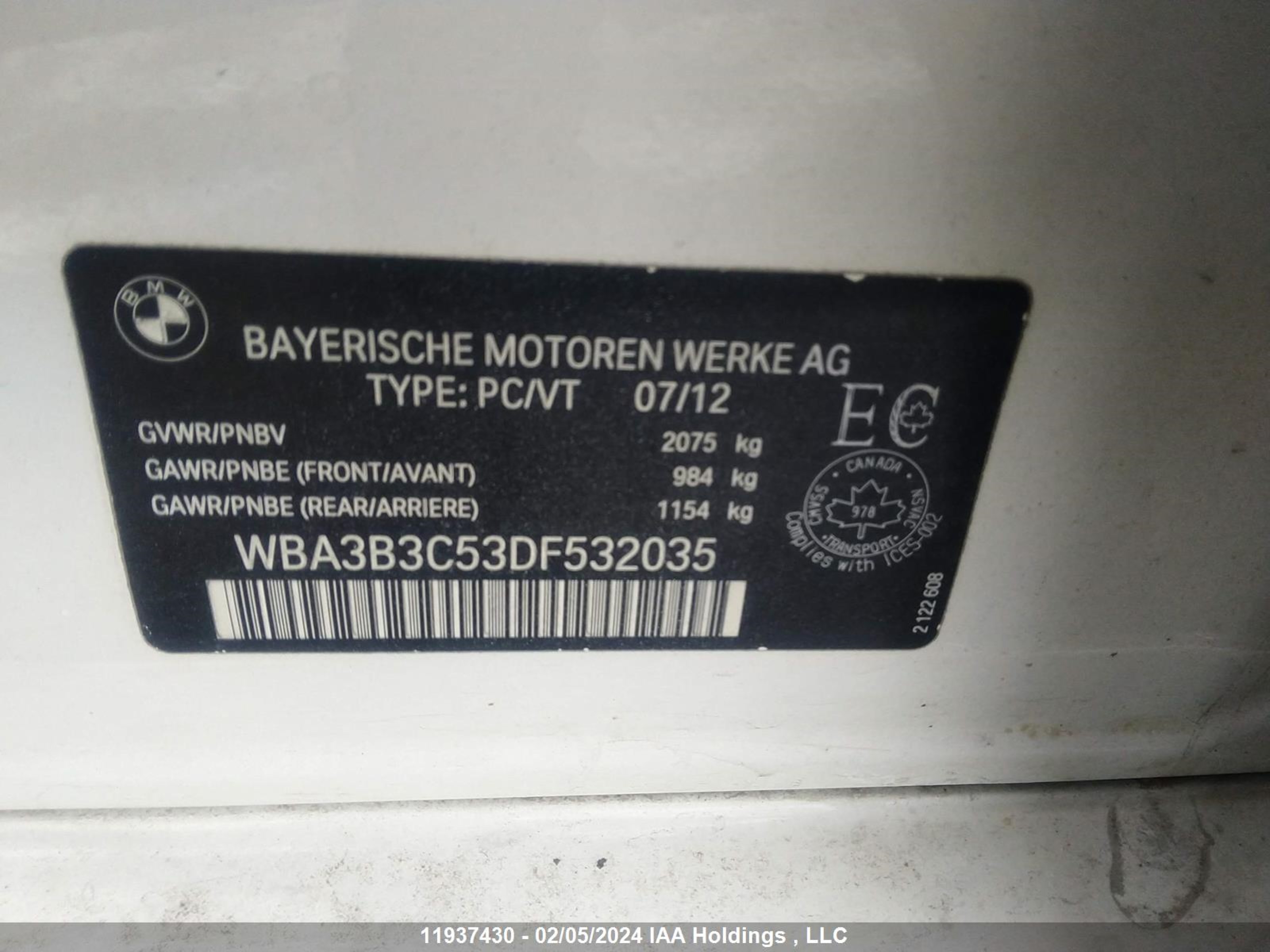 Photo 8 VIN: WBA3B3C53DF532035 - BMW 3ER 