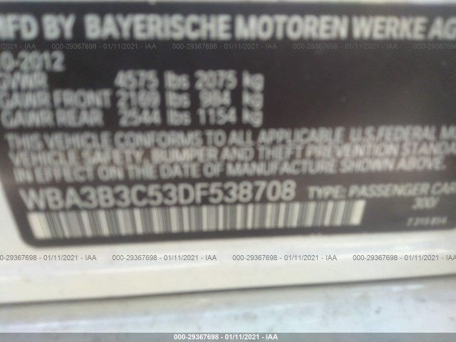 Photo 8 VIN: WBA3B3C53DF538708 - BMW 3 