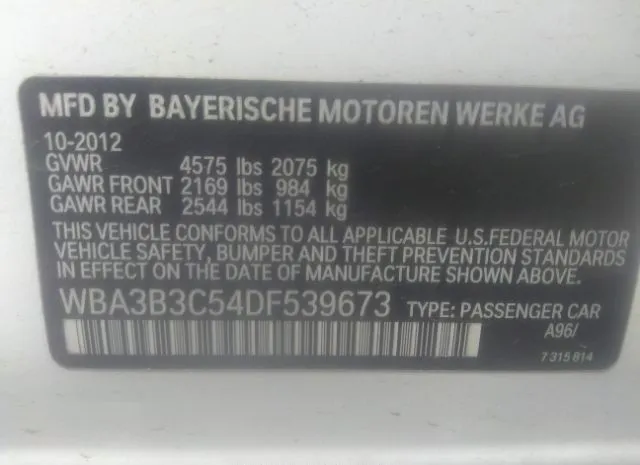 Photo 8 VIN: WBA3B3C54DF539673 - BMW 3 SERIES 