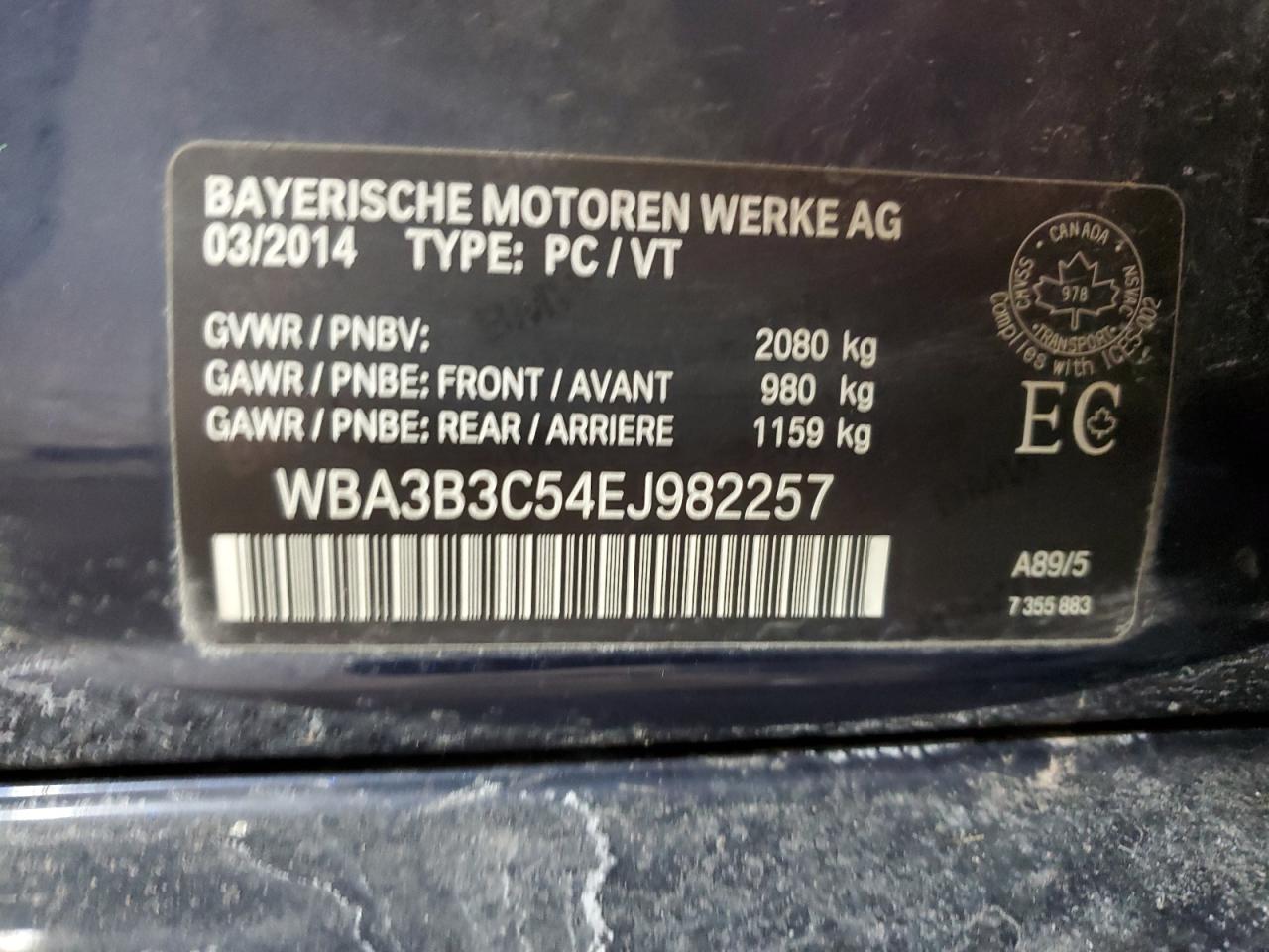 Photo 11 VIN: WBA3B3C54EJ982257 - BMW 3ER 