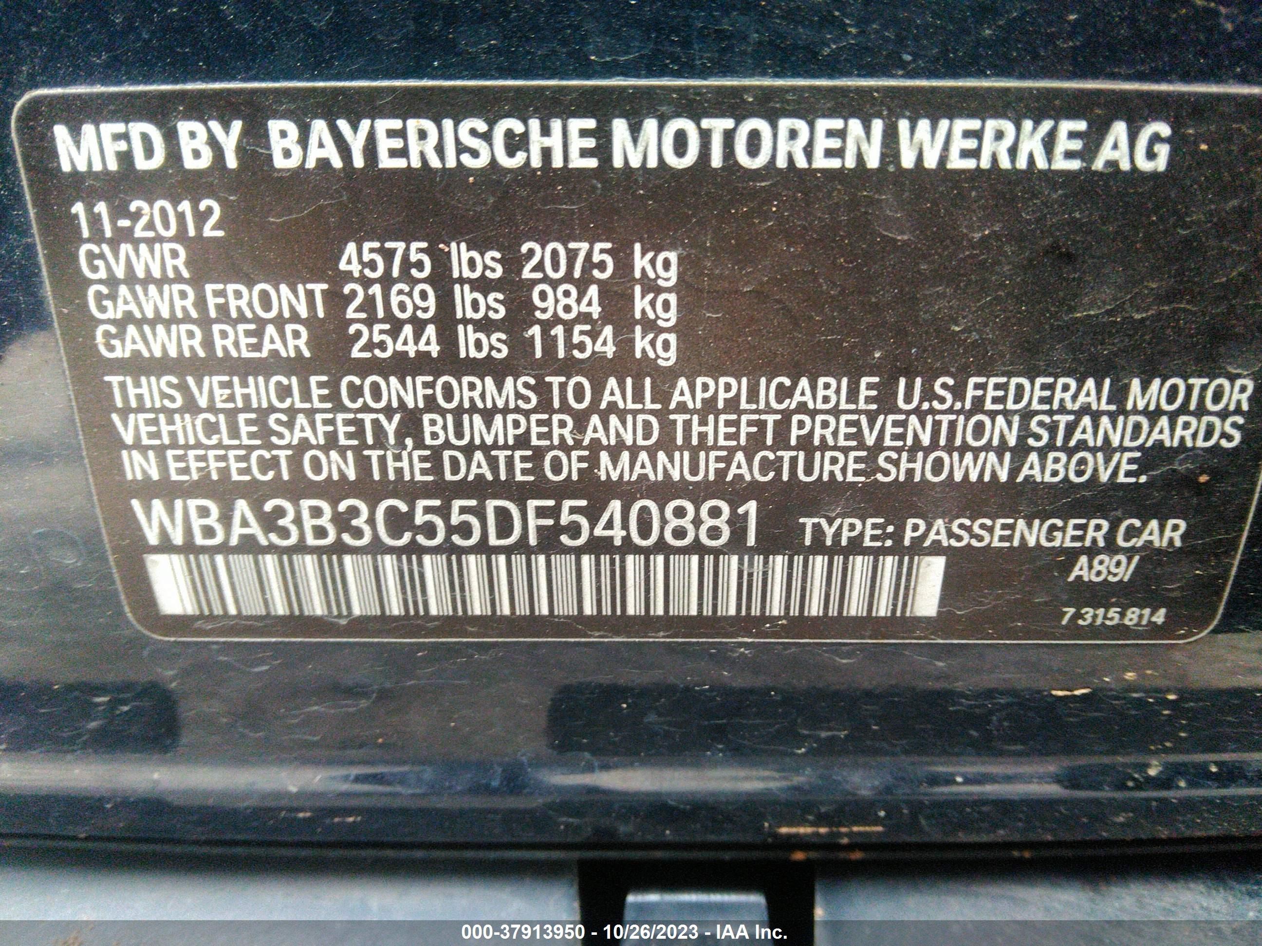 Photo 7 VIN: WBA3B3C55DF540881 - BMW 3ER 