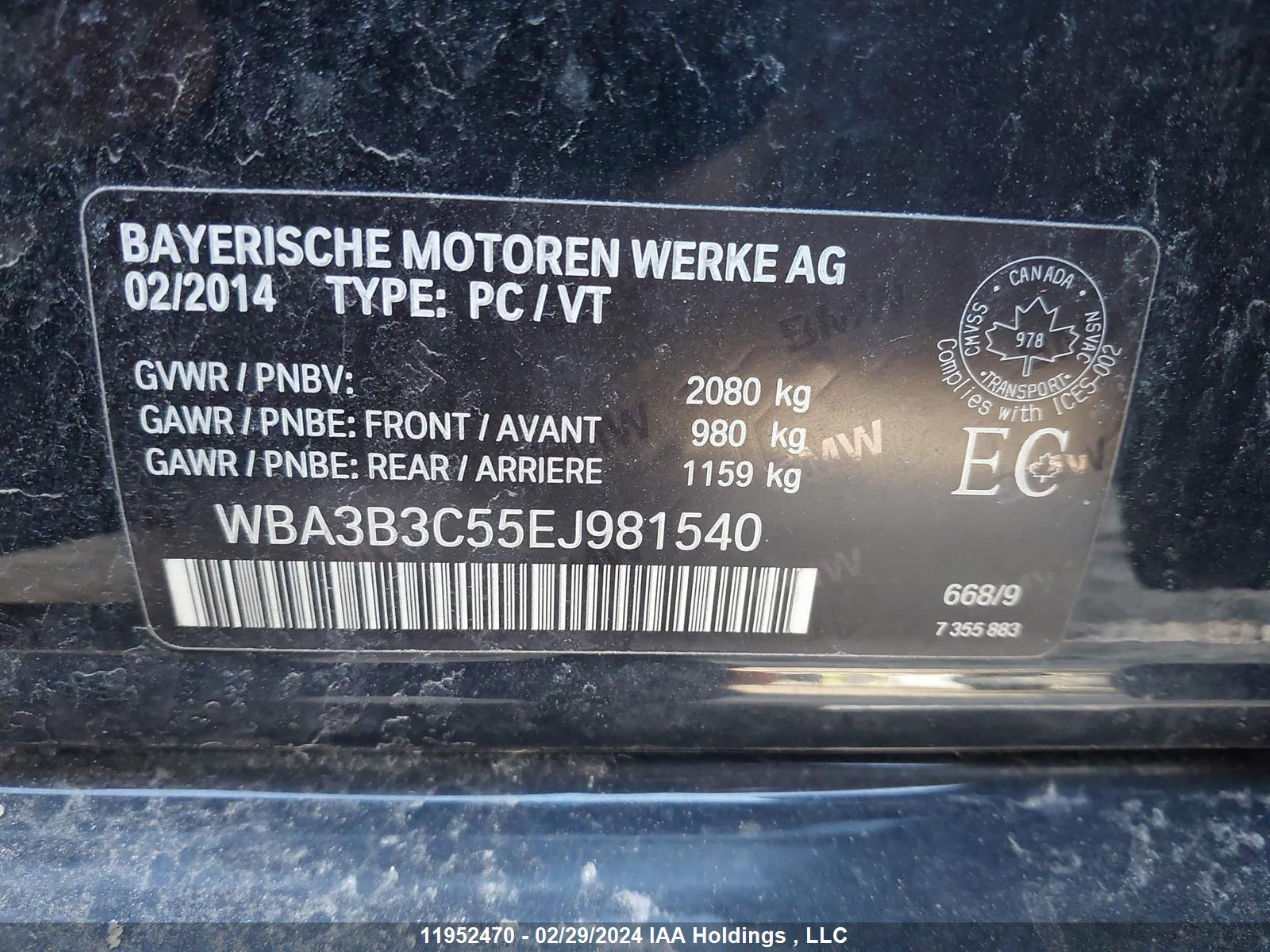 Photo 8 VIN: WBA3B3C55EJ981540 - BMW 3ER 