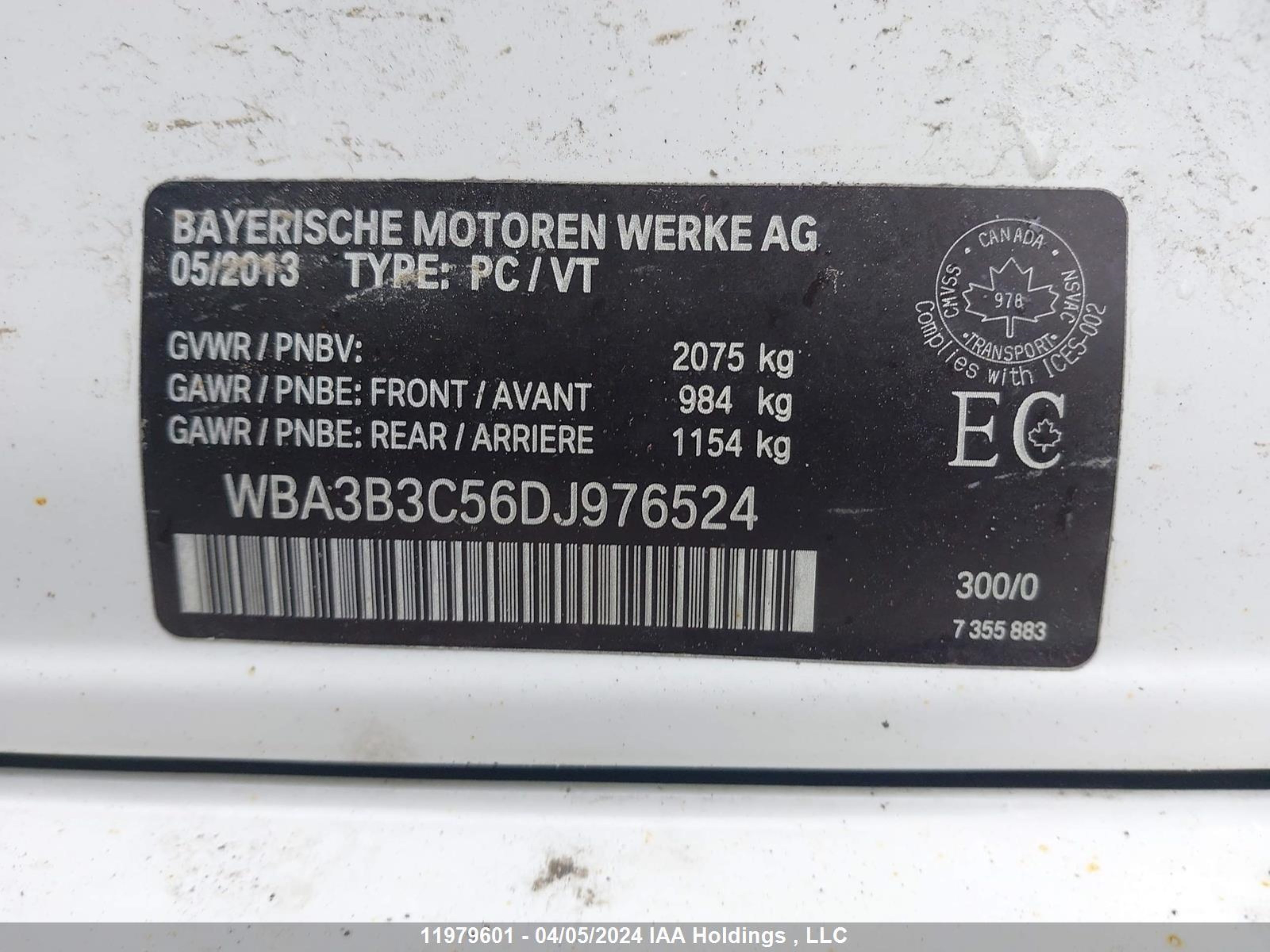 Photo 8 VIN: WBA3B3C56DJ976524 - BMW 3ER 