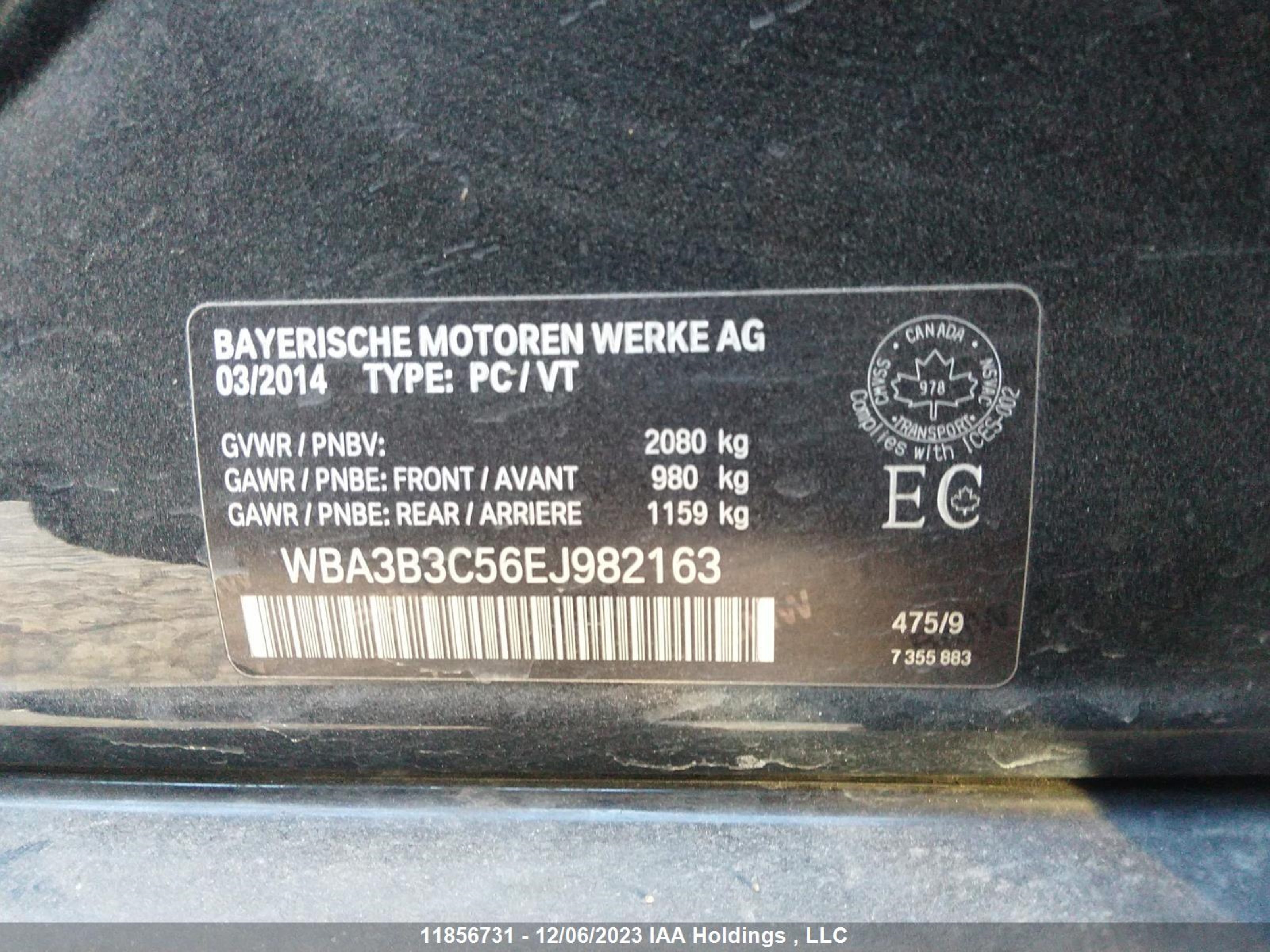 Photo 8 VIN: WBA3B3C56EJ982163 - BMW 3ER 