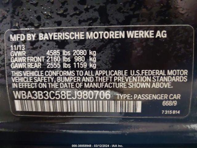 Photo 8 VIN: WBA3B3C58EJ980706 - BMW 328I 