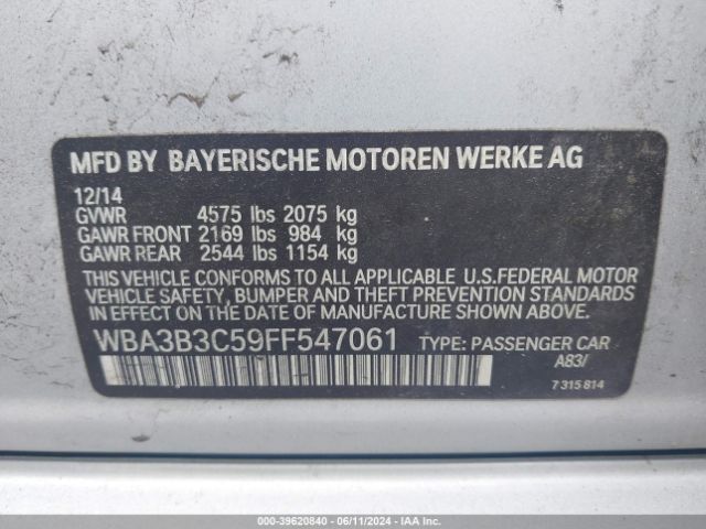 Photo 8 VIN: WBA3B3C59FF547061 - BMW 328I 