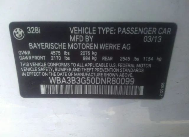 Photo 8 VIN: WBA3B3G50DNR80099 - BMW 328I 