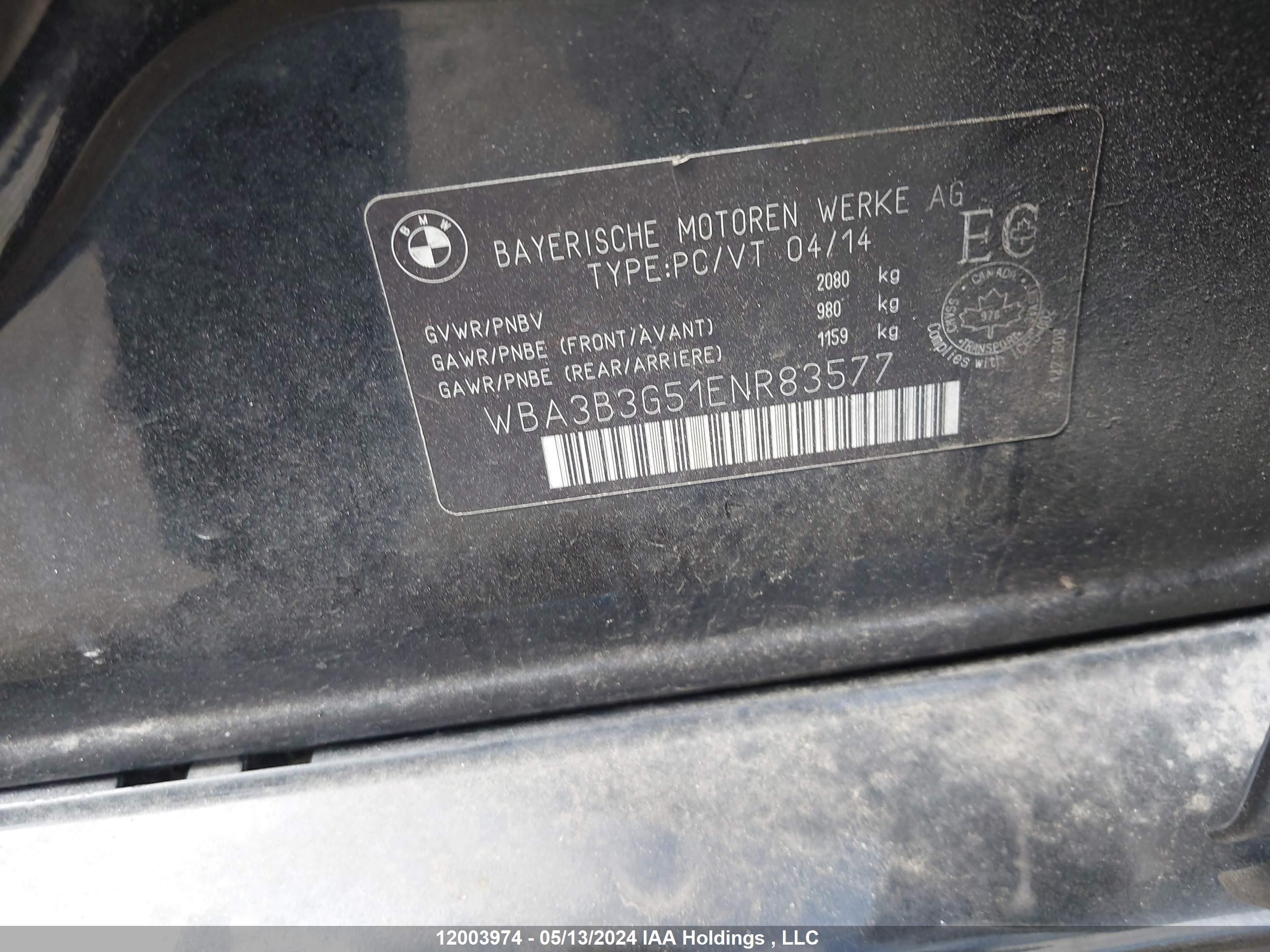 Photo 8 VIN: WBA3B3G51ENR83577 - BMW 3ER 