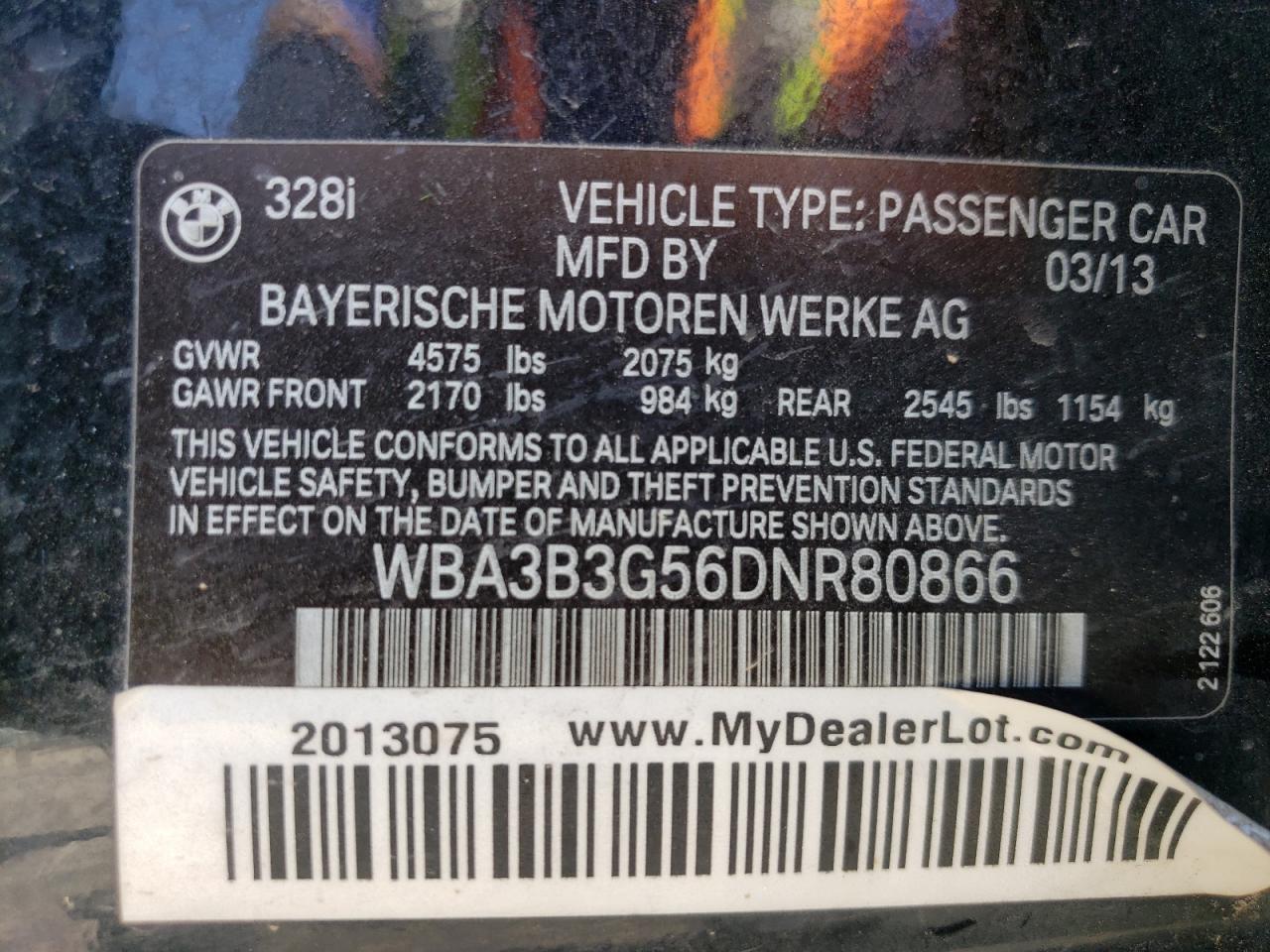 Photo 11 VIN: WBA3B3G56DNR80866 - BMW 3ER 