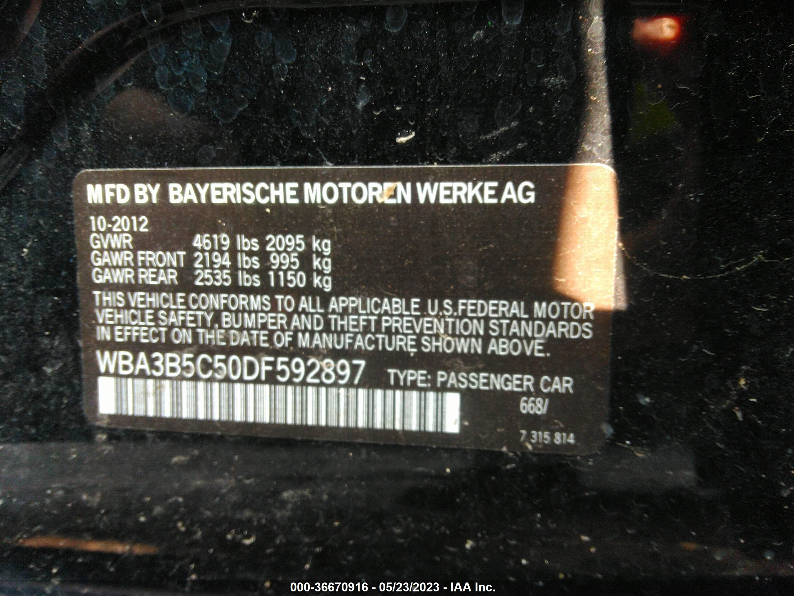 Photo 8 VIN: WBA3B5C50DF592897 - BMW 3ER 