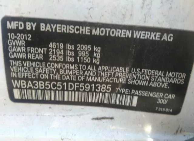 Photo 8 VIN: WBA3B5C51DF591385 - BMW 3 SERIES 