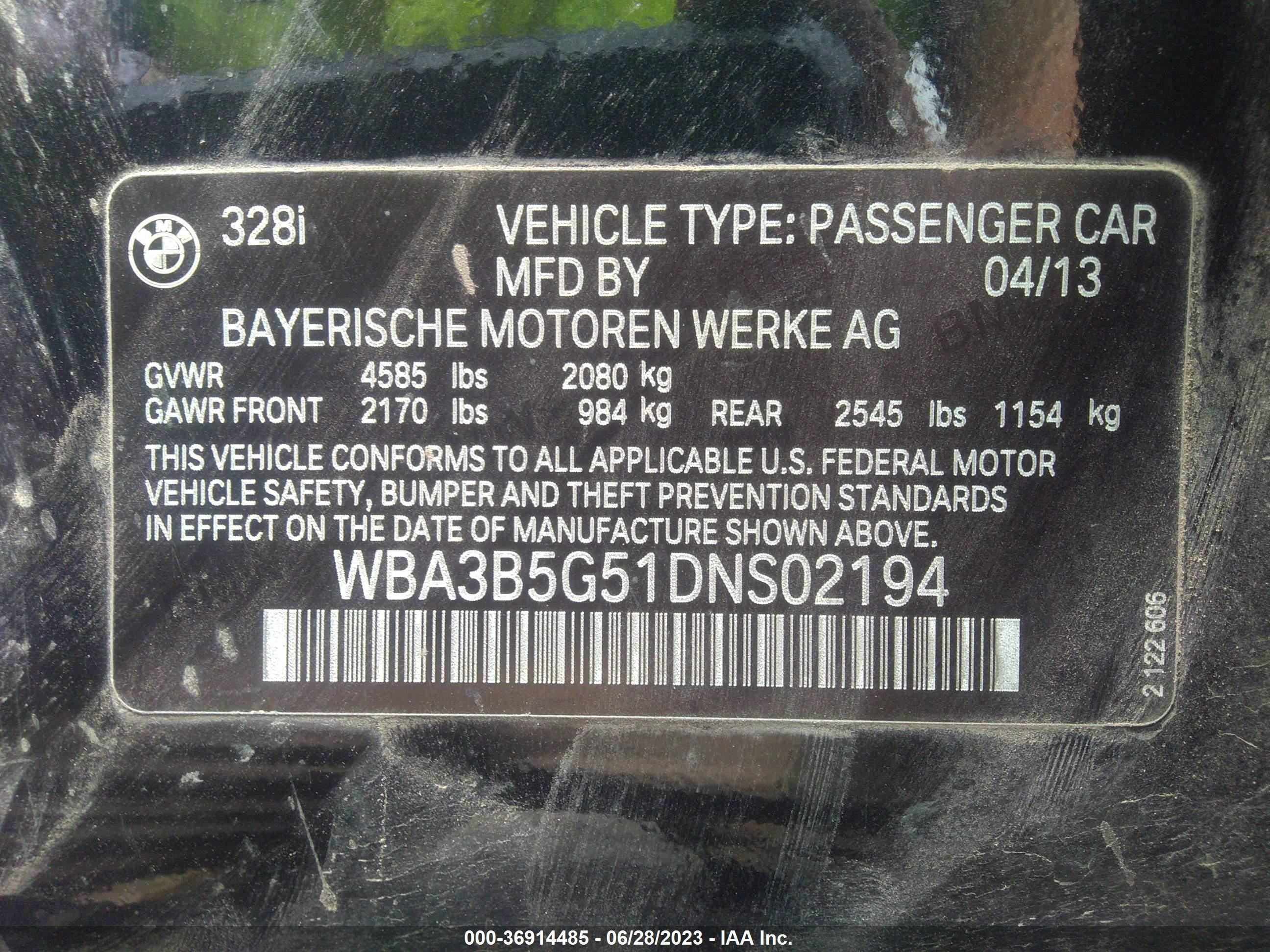 Photo 8 VIN: WBA3B5G51DNS02194 - BMW 3ER 