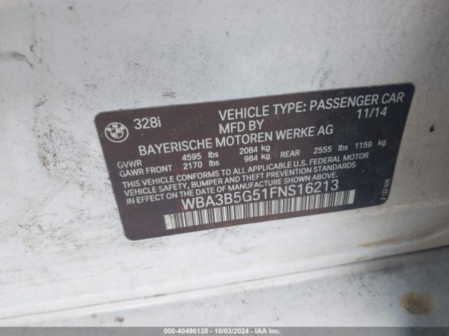 Photo 8 VIN: WBA3B5G51FNS16213 - BMW 328I 