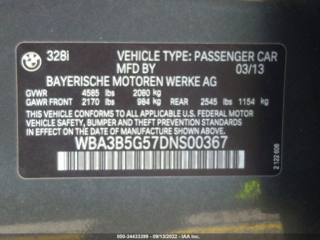 Photo 8 VIN: WBA3B5G57DNS00367 - BMW 3 SERIES 