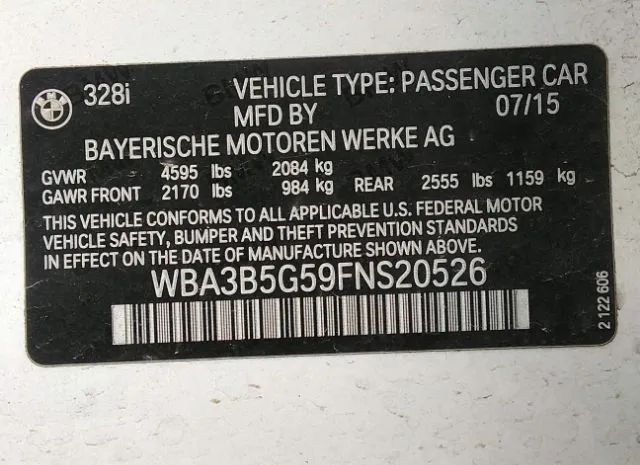 Photo 8 VIN: WBA3B5G59FNS20526 - BMW 3 SERIES 