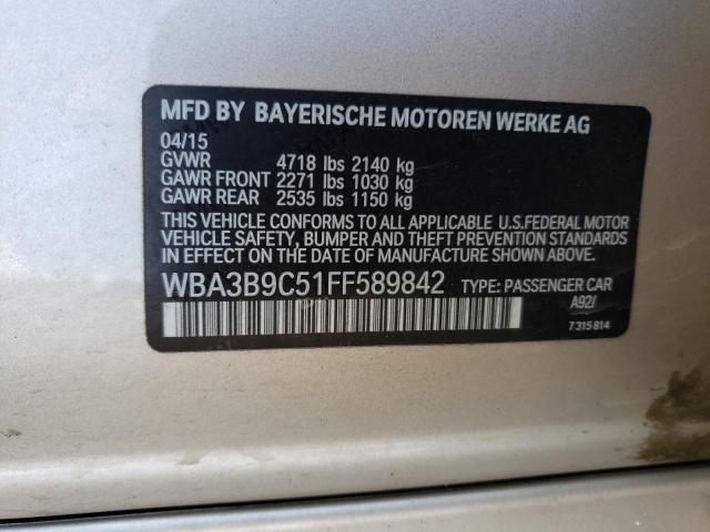 Photo 11 VIN: WBA3B9C51FF589842 - BMW 3 SERIES 