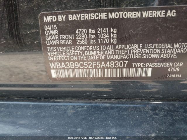 Photo 8 VIN: WBA3B9C52F5A48307 - BMW 335I 