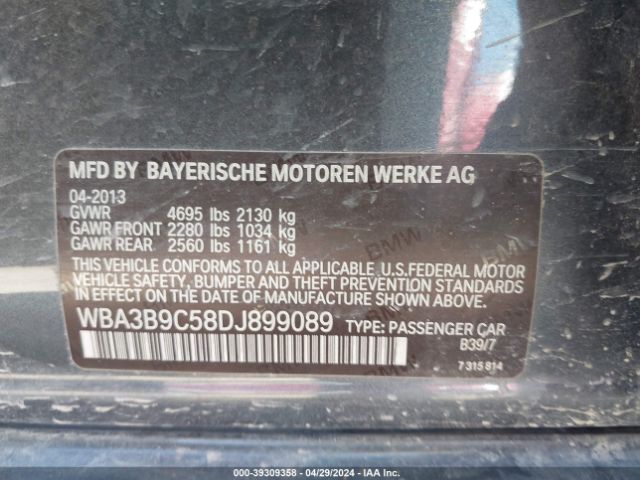 Photo 8 VIN: WBA3B9C58DJ899089 - BMW 335I 