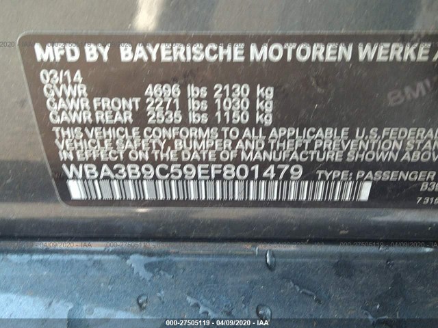 Photo 8 VIN: WBA3B9C59EF801479 - BMW 3 