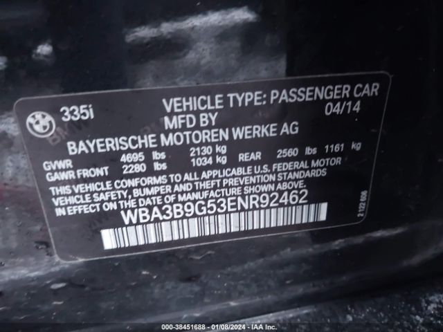 Photo 8 VIN: WBA3B9G53ENR92462 - BMW 3 SERIES 