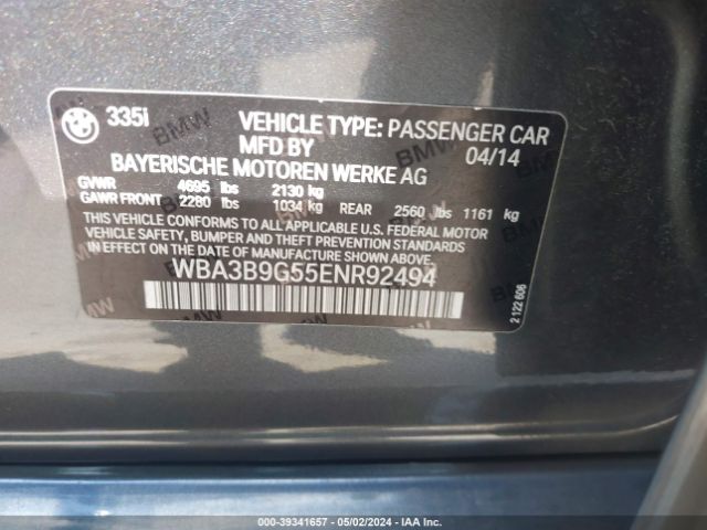 Photo 8 VIN: WBA3B9G55ENR92494 - BMW 335I 